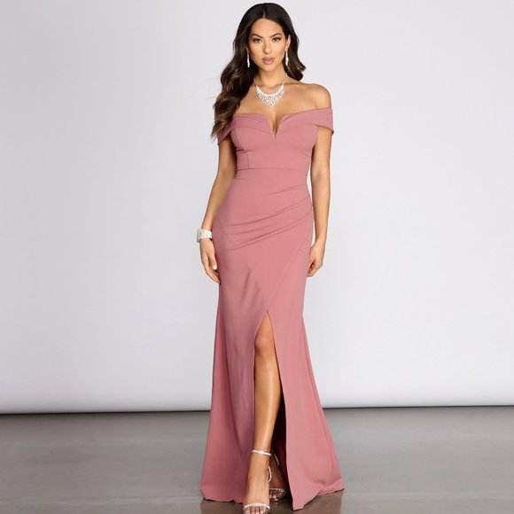 Everylynn Formal Wrap Mermaid Dress Rose